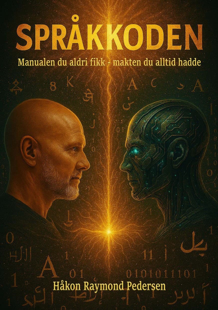 Omslag: Språkkoden — Manualen du aldri fikk. Makten du alltid hadde. Av Håkon Raymond Pedersen
